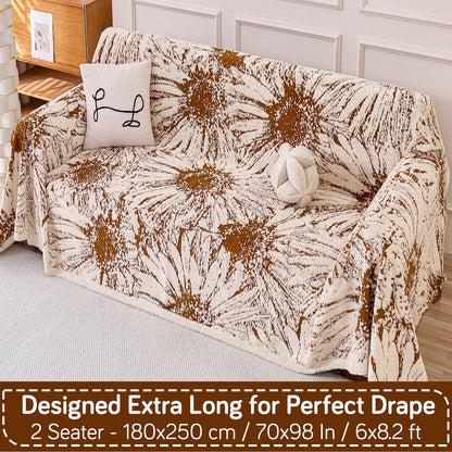 Buy Autumn Brown Colour DaisyBloom Series Luxury Plush Sofa Throw – 2 Seater Sofas | HOKIPO