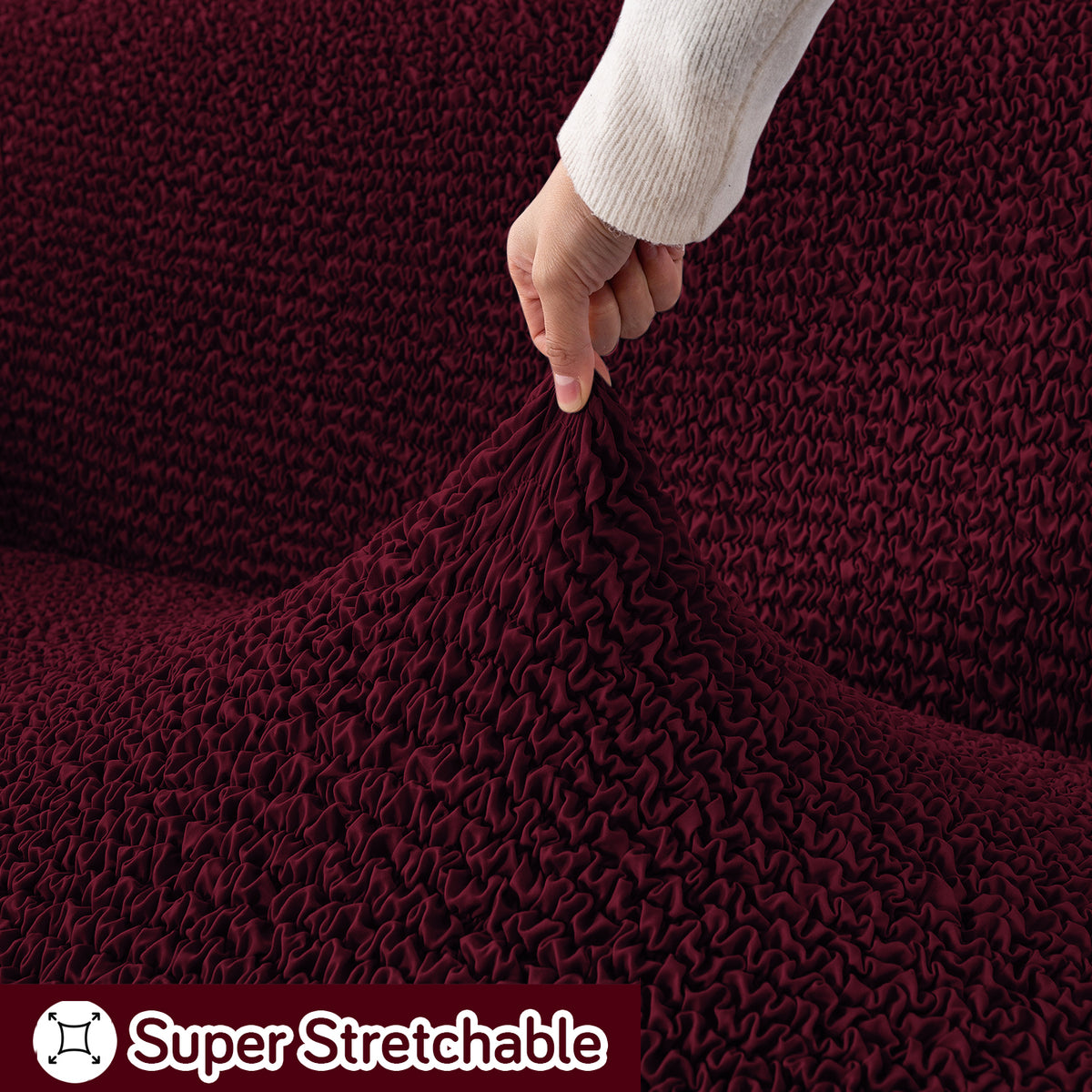 Italian Belissia Luxe Series' Super Stretchable Microfiber 1/2/3 Seater Sofa Cover, Merlot Wine