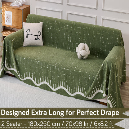 Buy Green Colour Supple Soft Wavy Plush Sofa Throw – 2 Seater Sofas | HOKIPO