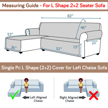 Elira Series Quilted One-Piece L Shape Sofa Cover Mat with Left and Right Chaise, Beige Abstract Geometry