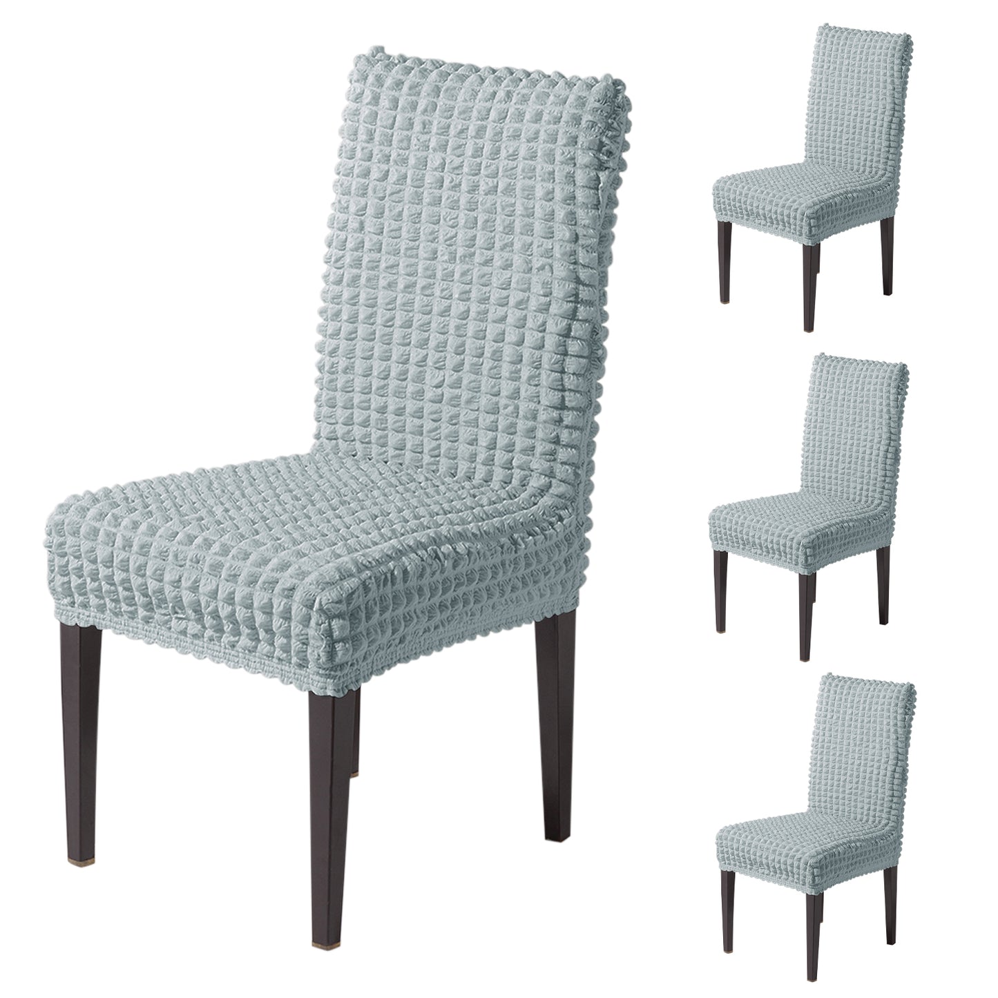 Aria Nova Bubble 280 GSM Dining Chair Cover Set of 1/2/4/6, Light Grey
