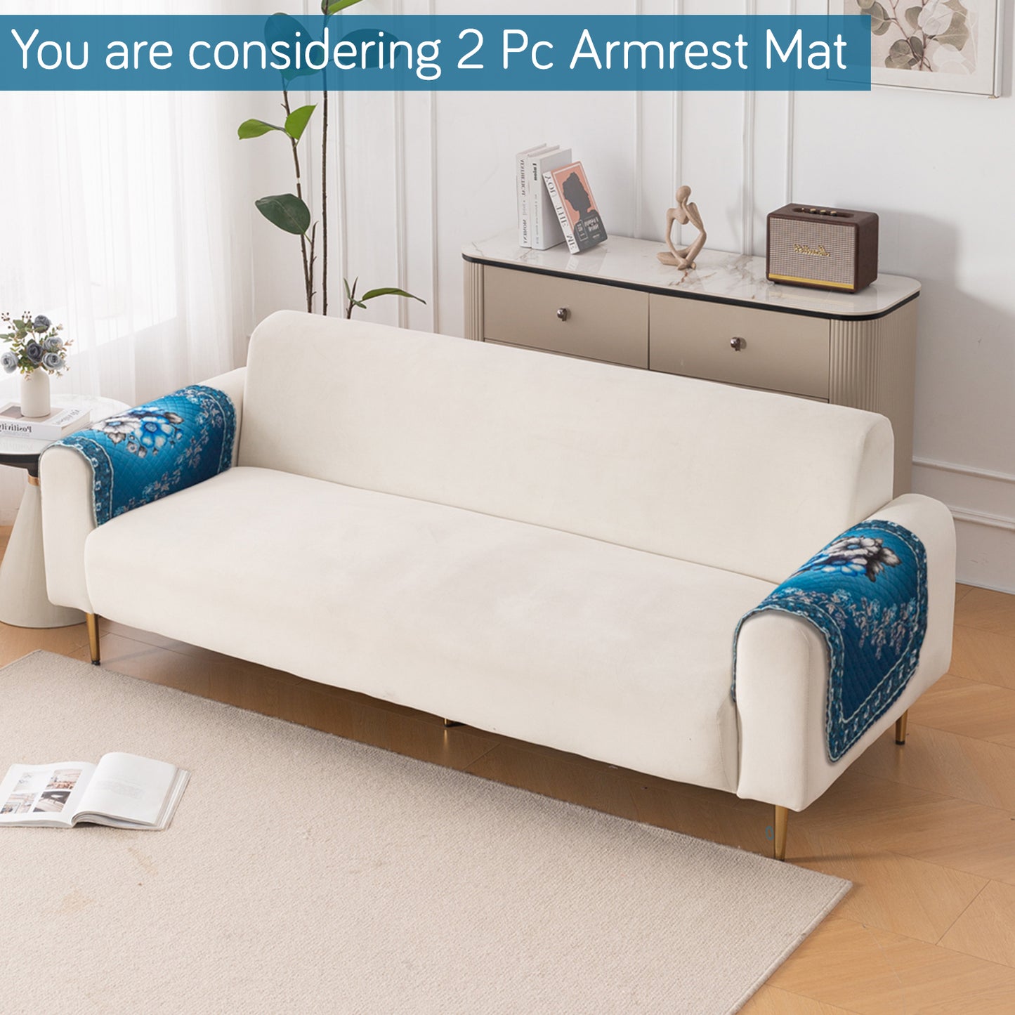 LoomVerse Quilted Sofa Cover Set Washable Sofa Panel for Seat & Back - Royal Meadow