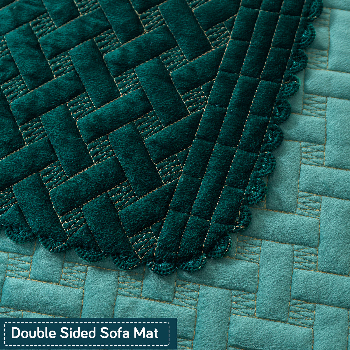 Modern Matrix 5-Seater Reversible Sofa Cover (3+1+1), Emerald Green
