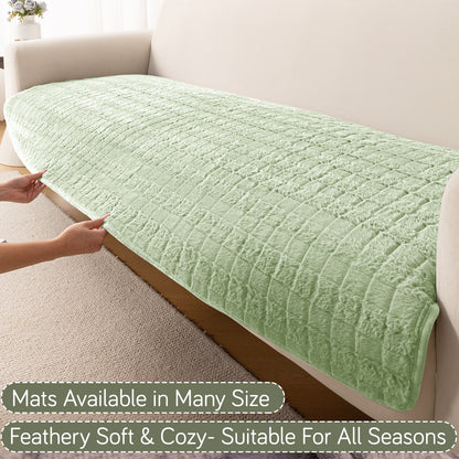 Premium Plush Anti Slip Sofa Cover Mat, Pastel Green