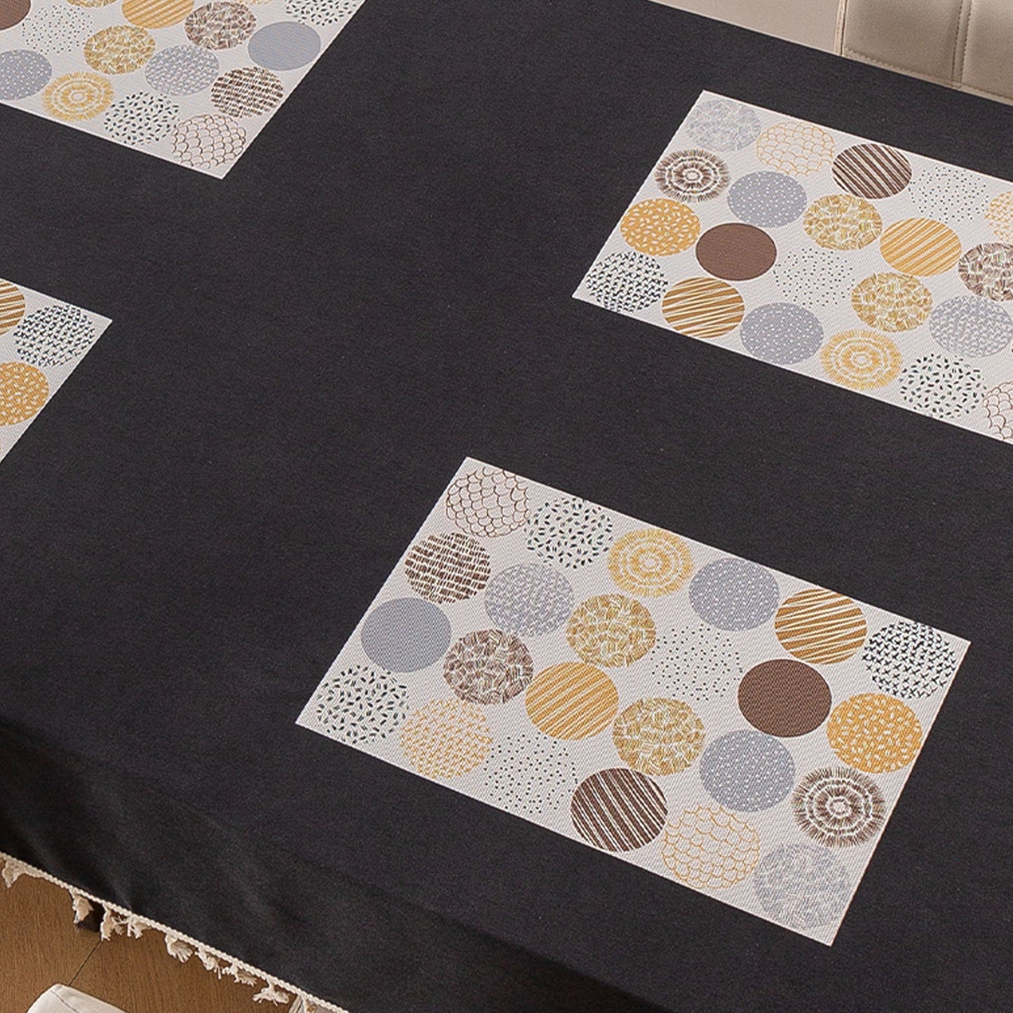 Color Splash PVC Mats for Dining Table, Abstract Circles - Olive Brown