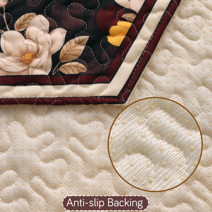 Florentina Series Printed Holland Velvet Sofa Mat - Camellia Brown