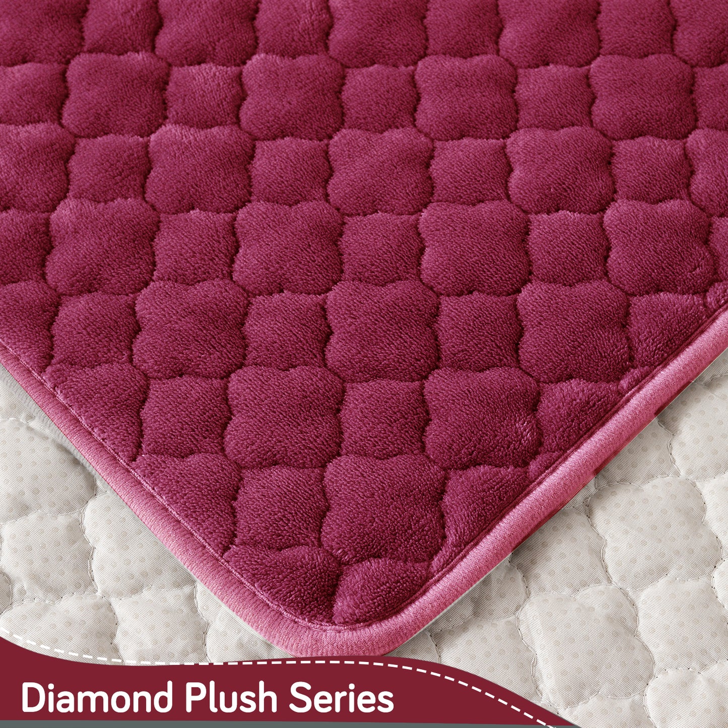 Diamond Plush Pebble Quilted Sofa Cover Mat, Wine