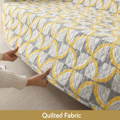 Polyester Printed Quilted Sofa Cover Mats, Windmill Cyber Yellow