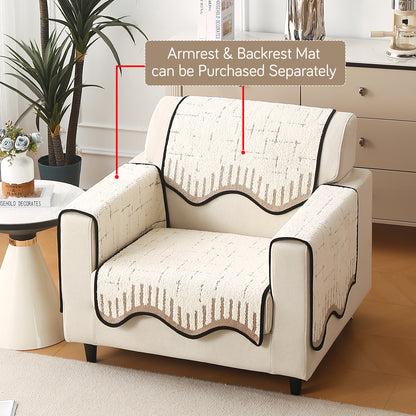 Premium Supple Soft Wavy with Curve Sofa Cover Mat, Cream Brown