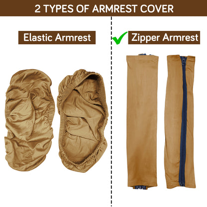 140gsm Armrest Covers for Office Chair (Zipper Style), 1 Pair, Camel