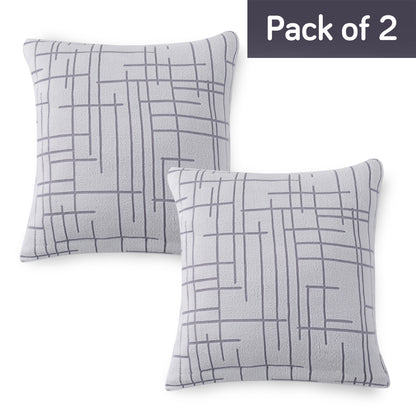 'Crossline Series' Jacquard Cushion Cover Set of 2, Light Grey