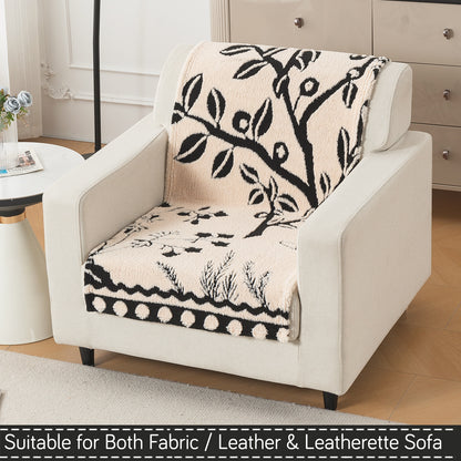 'Noirea Series' Plush Sofa Cover for Seat & Back, Butterfly Garden