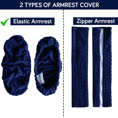 170gsm Jacquard Armrest Covers for Office Chair (Elastic Style), 1 Pair, Navy Blue
