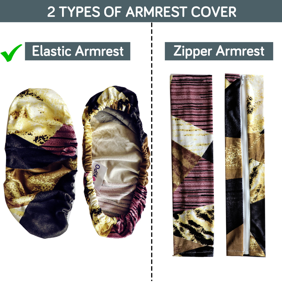 140gsm Printed Armrest Covers for Office Chair (Elastic Style), 1 Pair, Wine Abstract Geometry