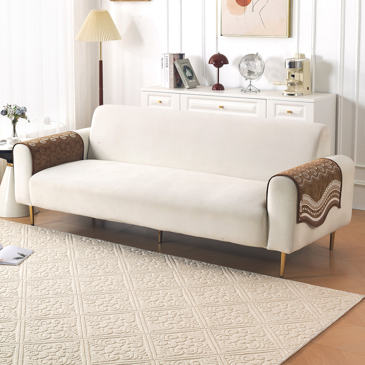 Serene Curves Sofa Cover Mat, Flowy Swirl