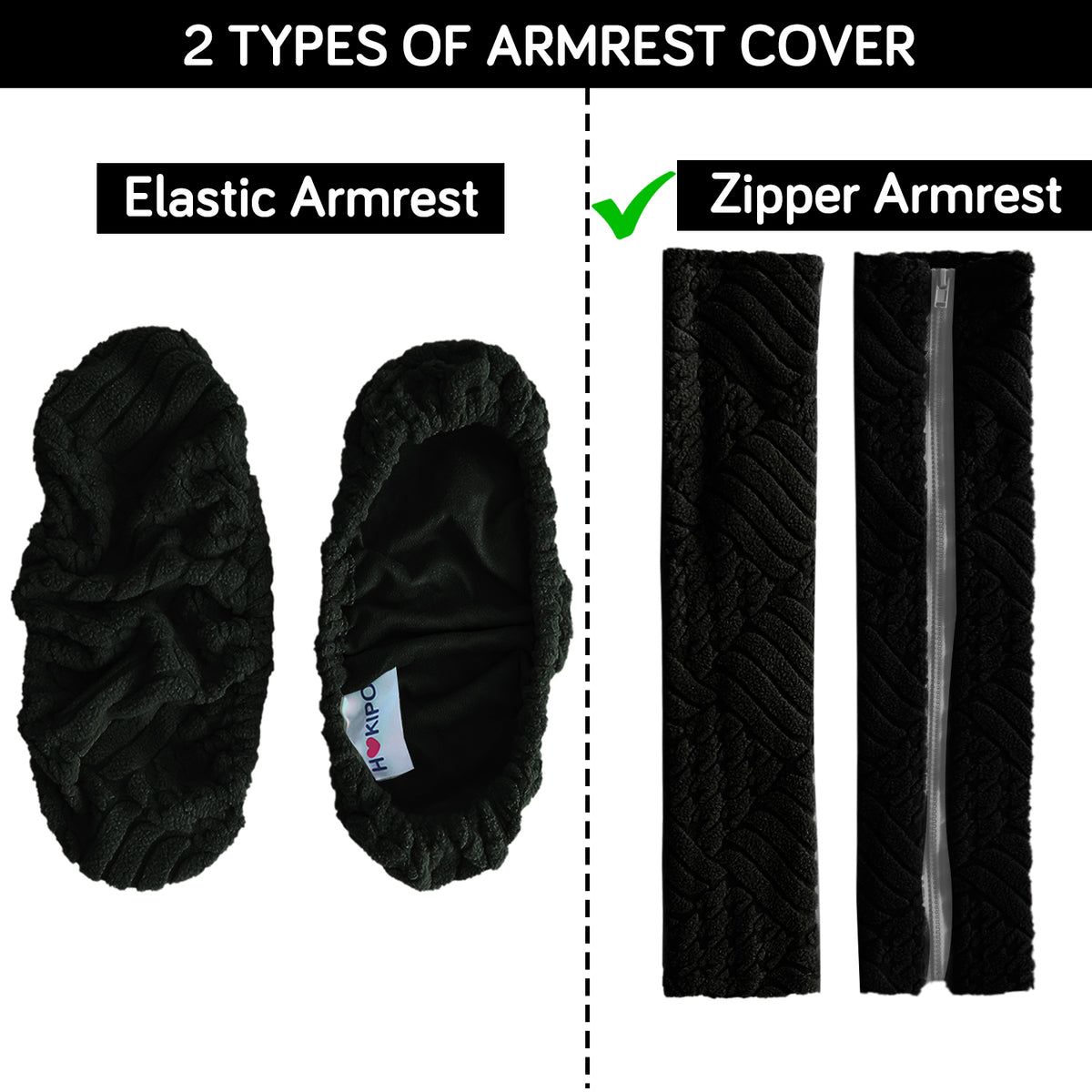 170gsm Jacquard Office Chair Arm Rest Cover (Zipper Style), 1 Pair, Black