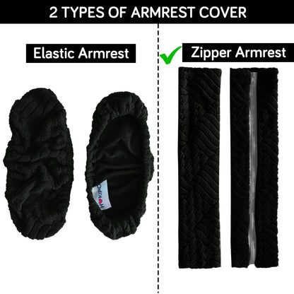 170gsm Jacquard Office Chair Arm Rest Cover (Zipper Style), 1 Pair, Black