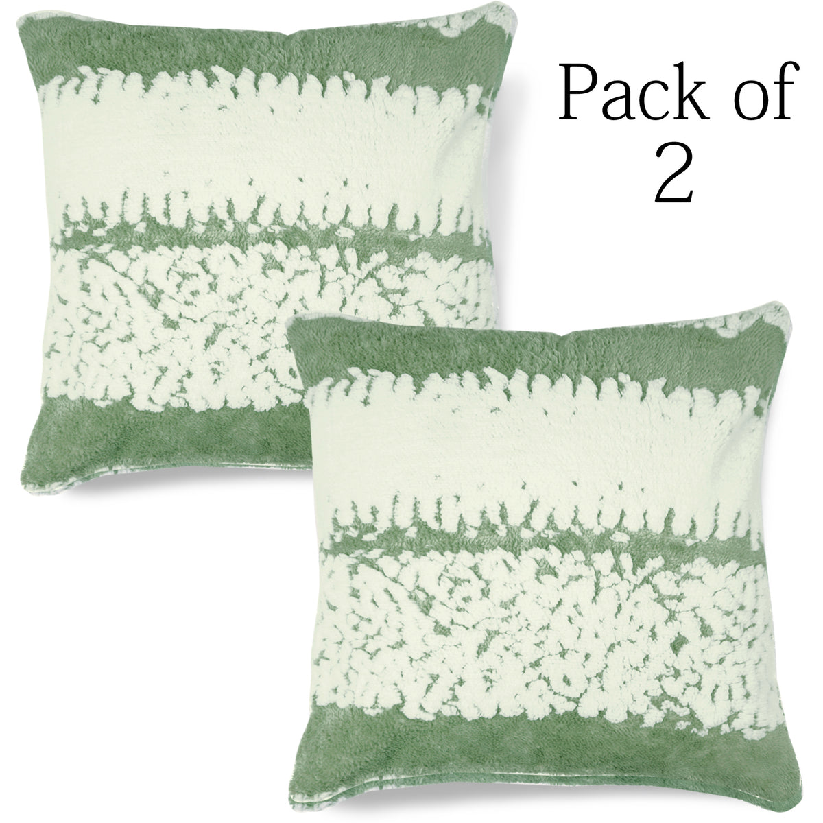 Luxury Wavy Plush Cushion Cover for Sofa - Pistachio Green - Pack of 2
