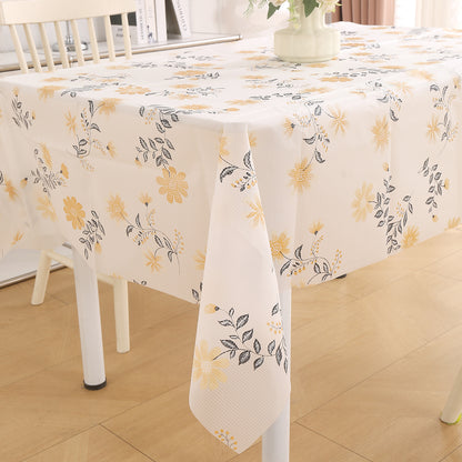 PEVA Waterproof Table Cover Cloth for 2/4/6 Seater Dining Table | Dustproof Table Cloth for Center Table, Study & Coffee Table, Butterscotch Yellow Daisy