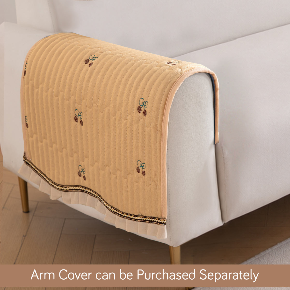 Frilora Dutch Velvet Sofa Cover Mat, Caramel Beige