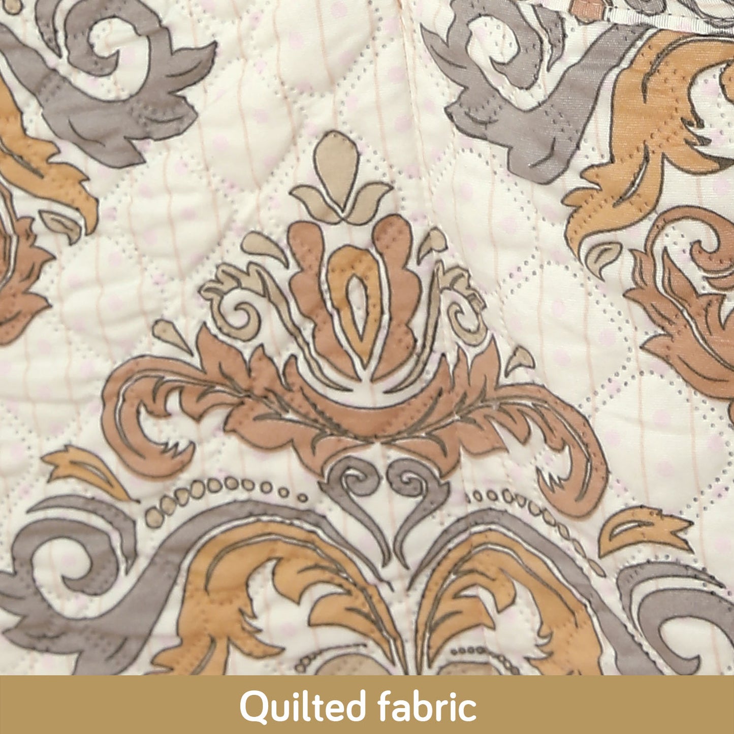 Polyester Printed Quilted Sofa Cover Mats, Damask Beige