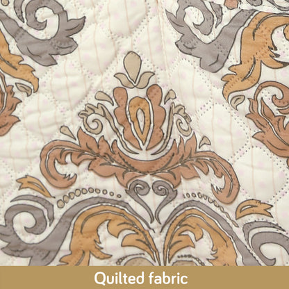 Polyester Printed Quilted Sofa Cover Mats, Damask Beige