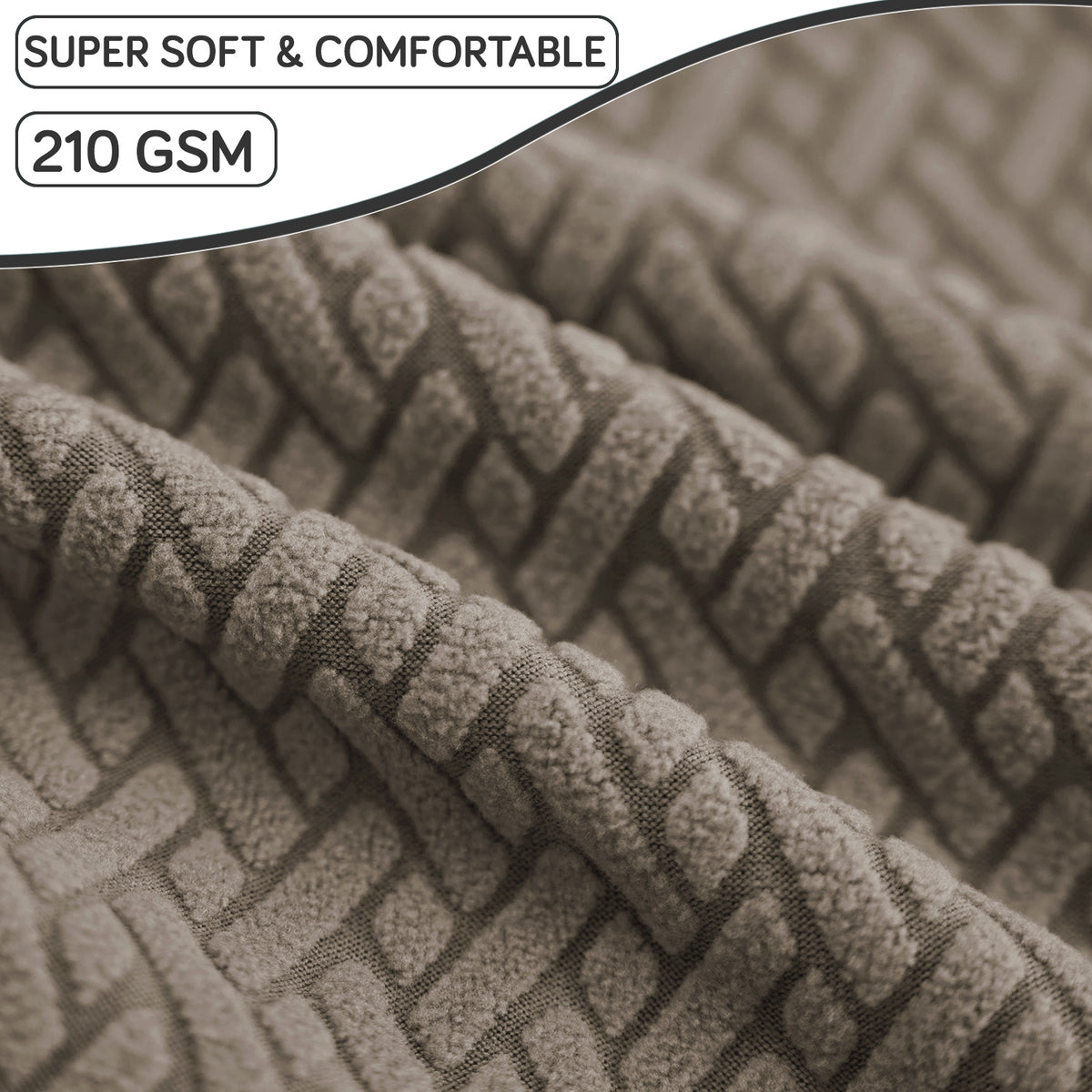Premium Jacquard Fully Covered Cover for Mid Century Modern Dining Chair, Taupe Brown