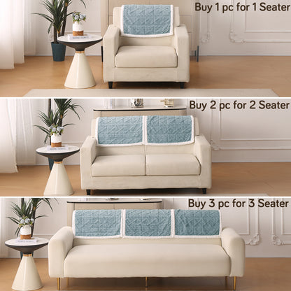 'Italian Caelora' Luxury Jacquard Plush Anti-Slip Sofa Cover Mat - Powder Blue