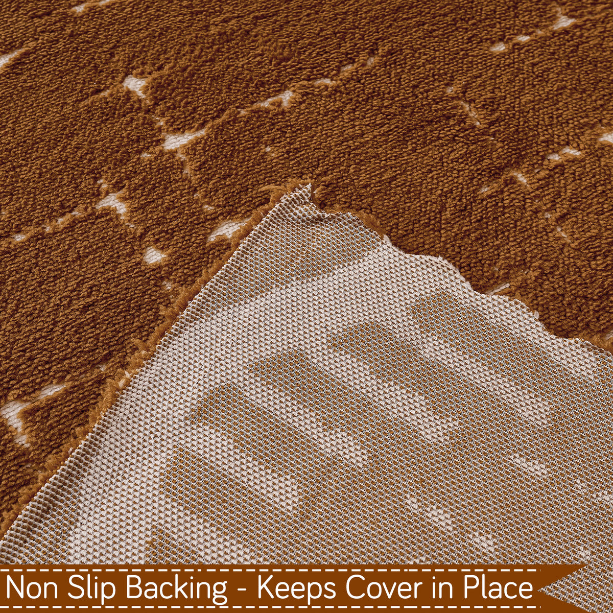 'Supple Soft Wavy' Plush Sofa Cover Throw for Complete Sofa, Brown