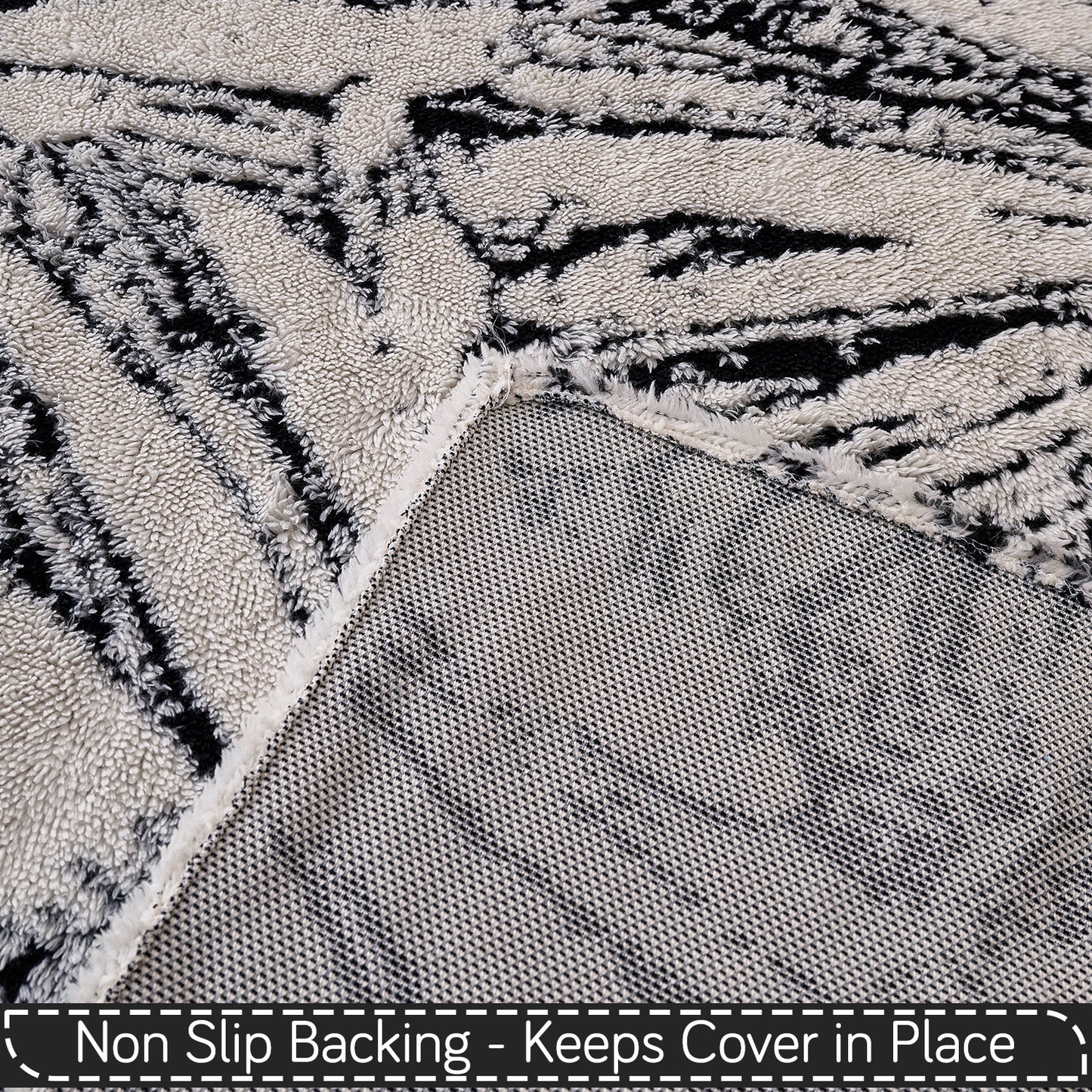 Buy Midnight Black Colour DaisyBloom Series Luxury Plush Sofa Throw with Non-slip Backing | HOKIPO