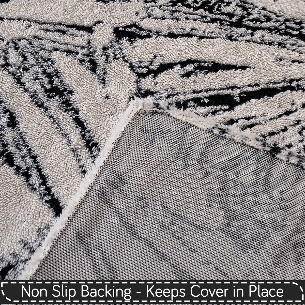 Buy Midnight Black Colour DaisyBloom Series Luxury Plush Sofa Throw with Non-slip Backing | HOKIPO