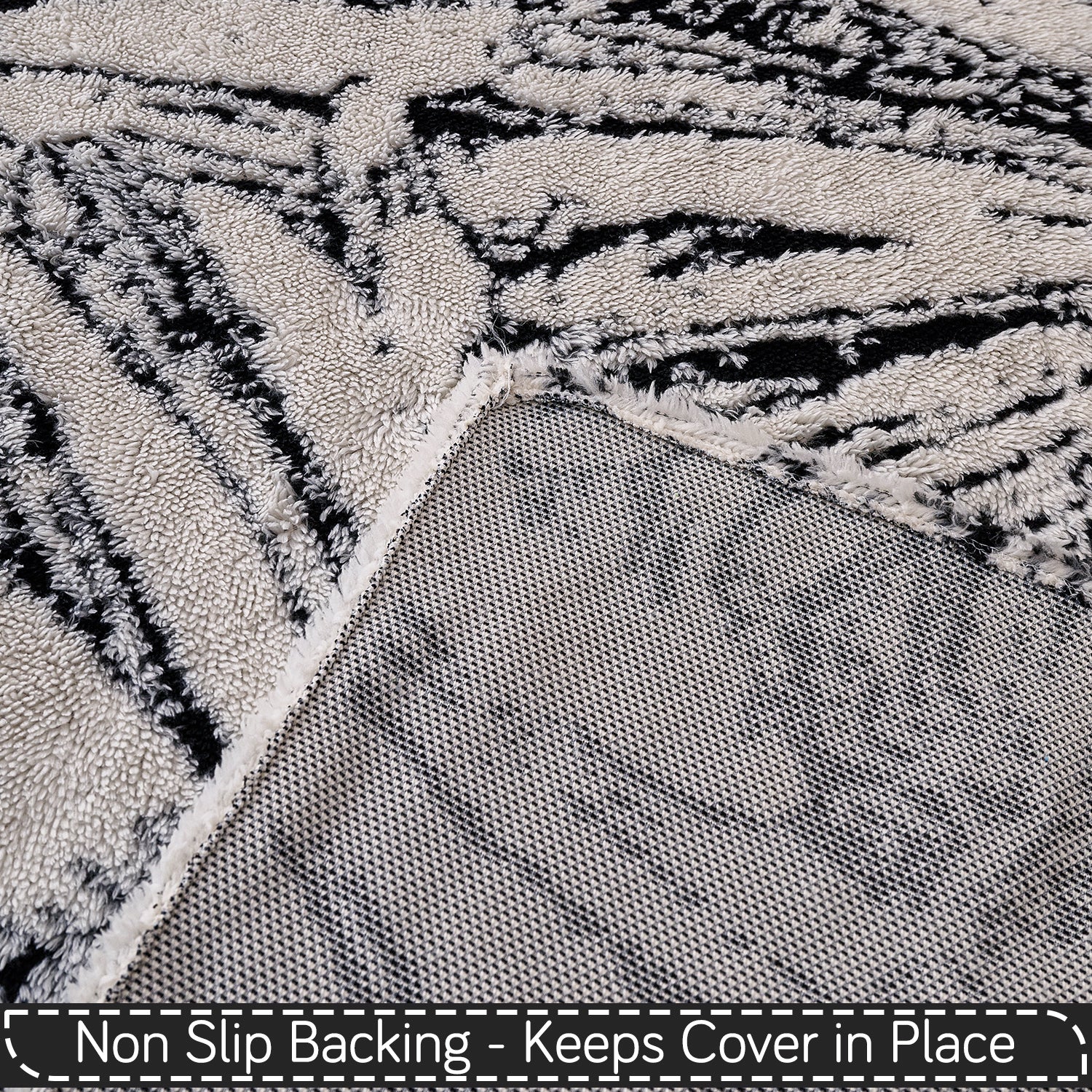 Buy Midnight Black Colour DaisyBloom Series Luxury Plush Sofa Throw with Non-slip Backing | HOKIPO