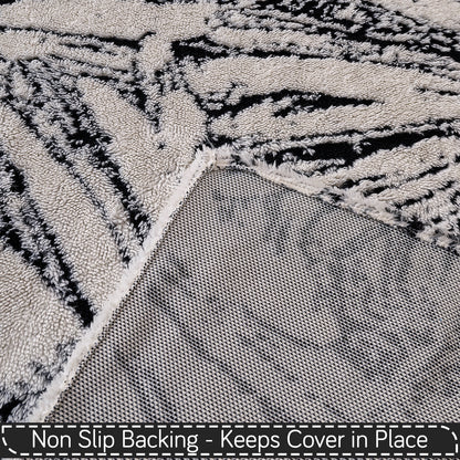 Buy Midnight Black Colour DaisyBloom Series Luxury Plush Sofa Throw with Non-slip Backing | HOKIPO