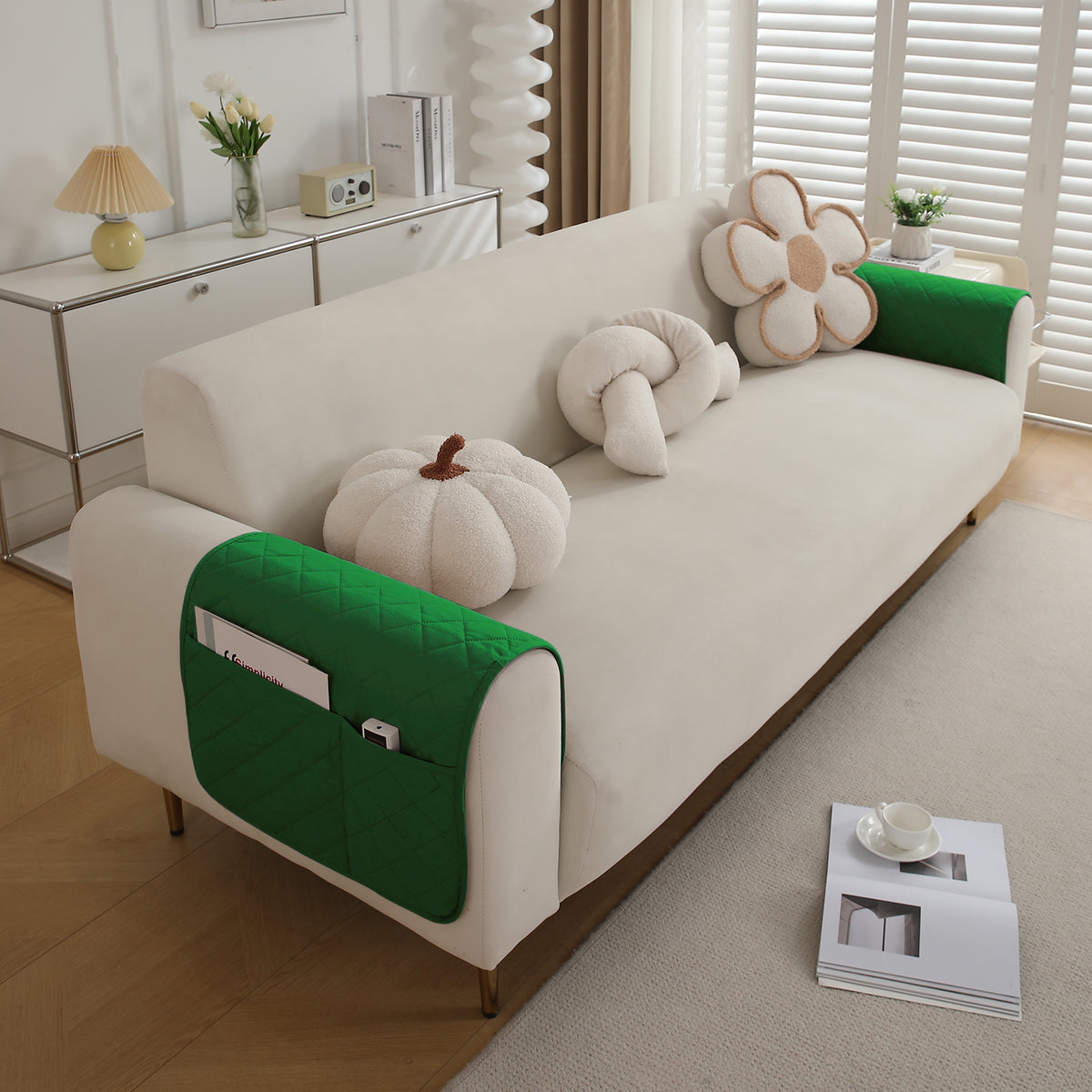 Drylin Quilted Sofa Cover Mat, Green