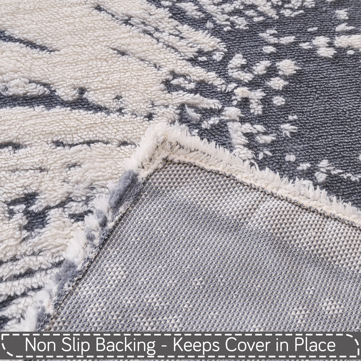 Buy Frost Grey Colour DaisyBloom Series Luxury Plush Sofa Throw with Non-slip Backing | HOKIPO