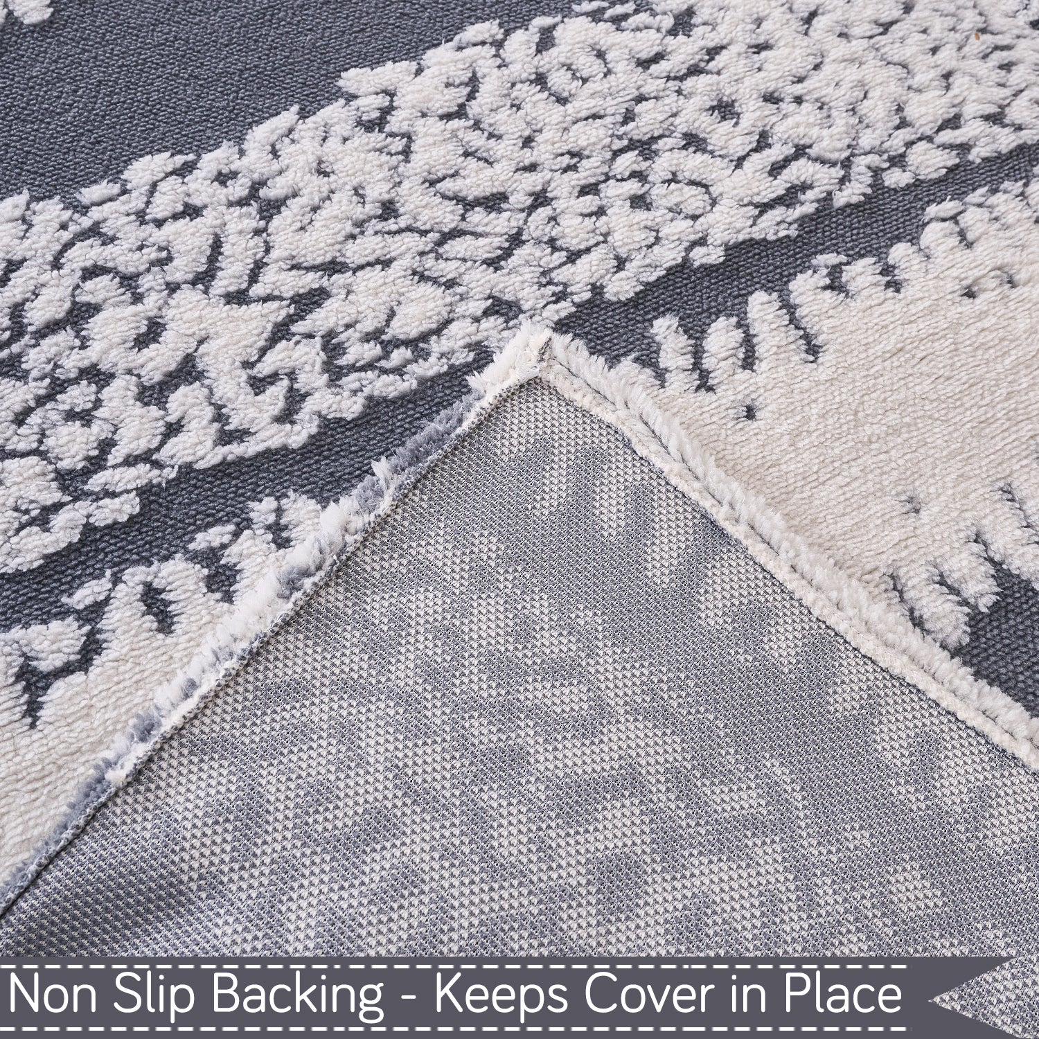 Buy Pewter Grey Colour Luxury Wavy Plush Sofa Throw with Non-Slip Backing | HOKIPO
