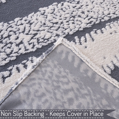 Buy Pewter Grey Colour Luxury Wavy Plush Sofa Throw with Non-Slip Backing | HOKIPO