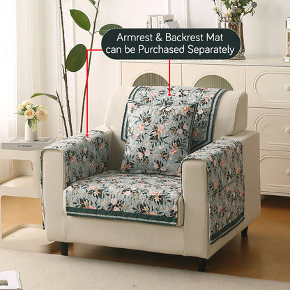 Florentina Series Printed Holland Velvet Sofa Mat - Magnolia Green