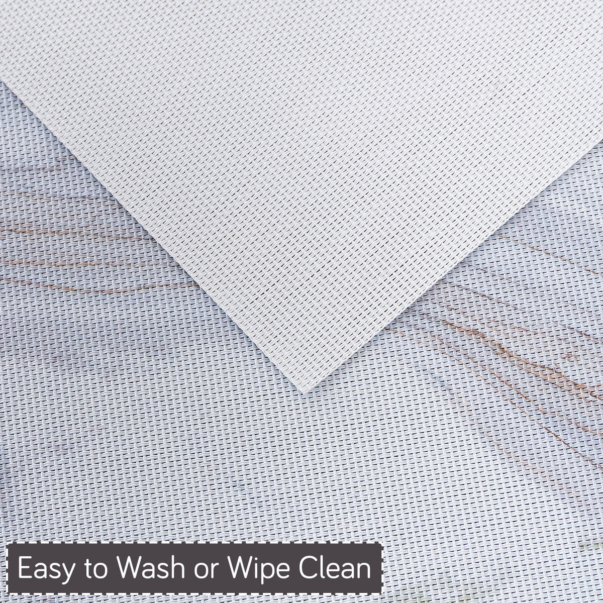 Marble Fusion PVC Mats for Dining Table, Glacier Vein - Frost Grey