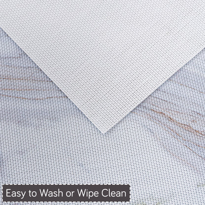 Marble Fusion PVC Mats for Dining Table, Glacier Vein - Frost Grey