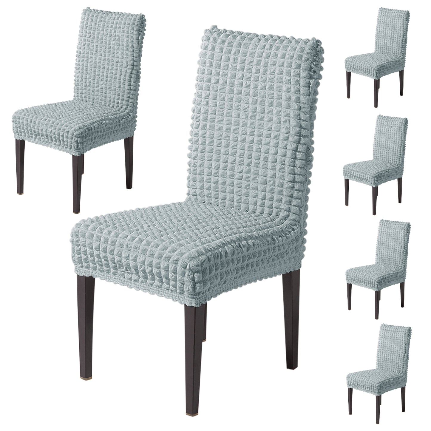 Aria Nova Bubble 280 GSM Dining Chair Cover Set of 1/2/4/6, Light Grey