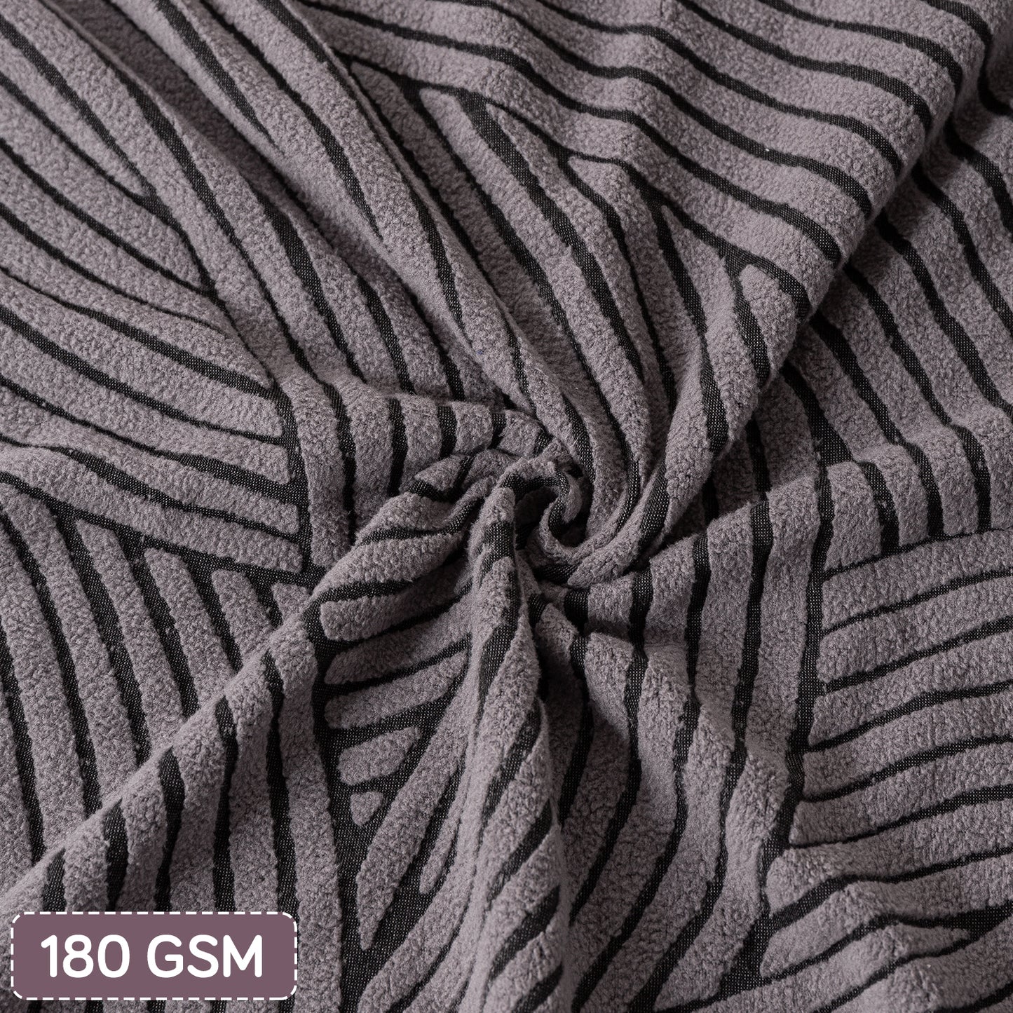 'WaveLine Series' Jacquard Sofa Cover 1/2/3/4-seater Fully Covered, Charcoal Grey