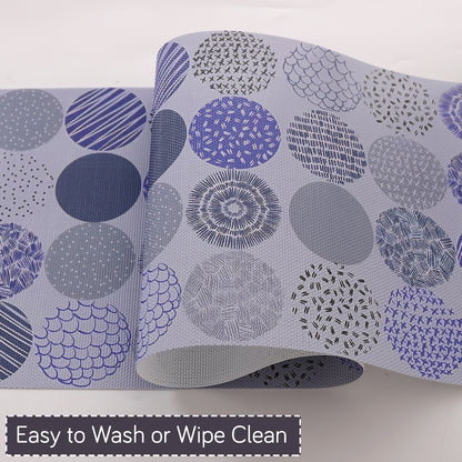 Color Splash PVC Mats for Dining Table, Abstract Disc - Lavender Blue