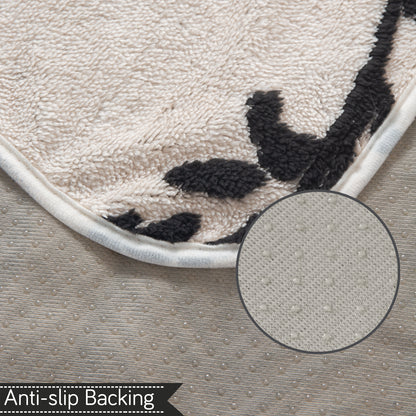 Premium Plush Sherpa 5-Seater Sofa Seat Mat (3+1+1), Noirea Series | Botanical Vine