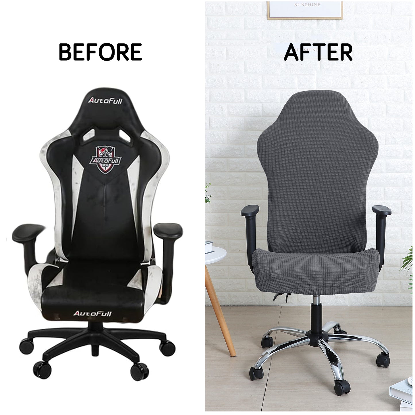 Gaming Chair Cover Stretchable Elastic Jacquard Computer Rotating Chair Seat Covers Slipcover, Dark Grey