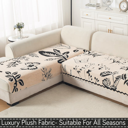 Luxury Plush Sherpa Anti Slip L Shape & Combination Sofa Mat, 'Noirea Series'|Butterfly Garden