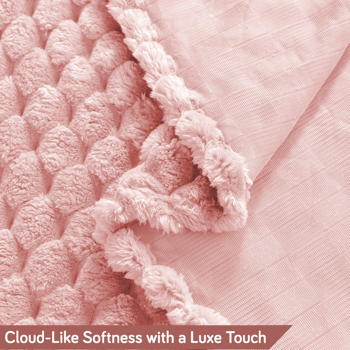'BunnySoft Series' Plush Sofa Cover Throw for Sofa Seat & Back, Flamingo Pink