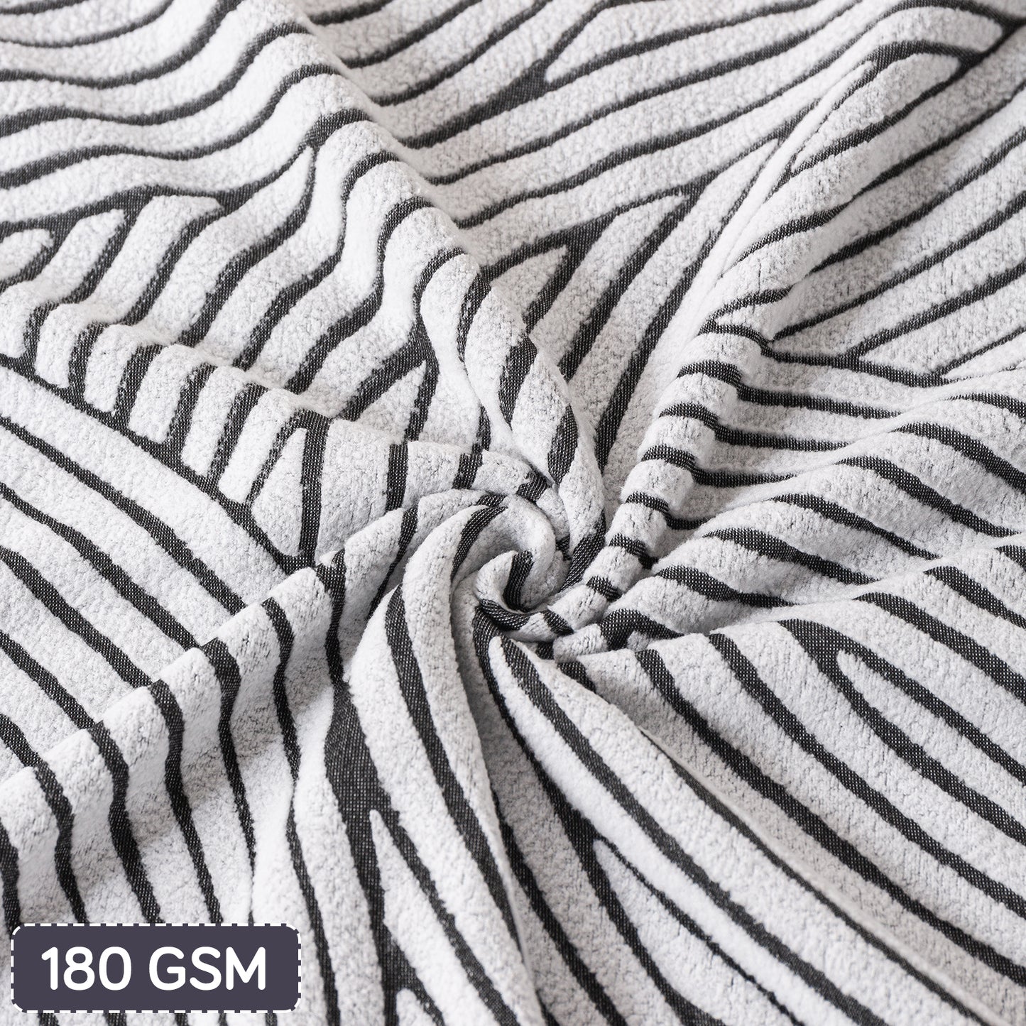 WaveLine Series 180 GSM Jacquard Chair Cover Set of 1/2/4/6, Ash Grey