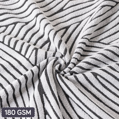 WaveLine Series 180 GSM Jacquard Chair Cover Set of 1/2/4/6, Ash Grey
