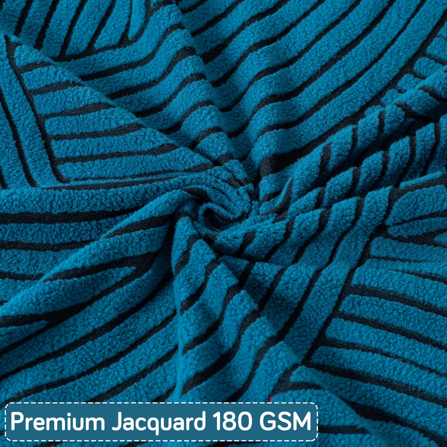 'WaveLine Series' Jacquard Cushion Cover Set of 2, Teal Green